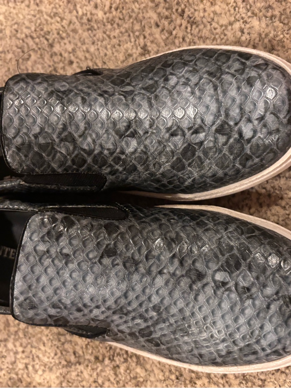 WANTED Black Snakeskin-Textured Slip-On Sneakers size 6